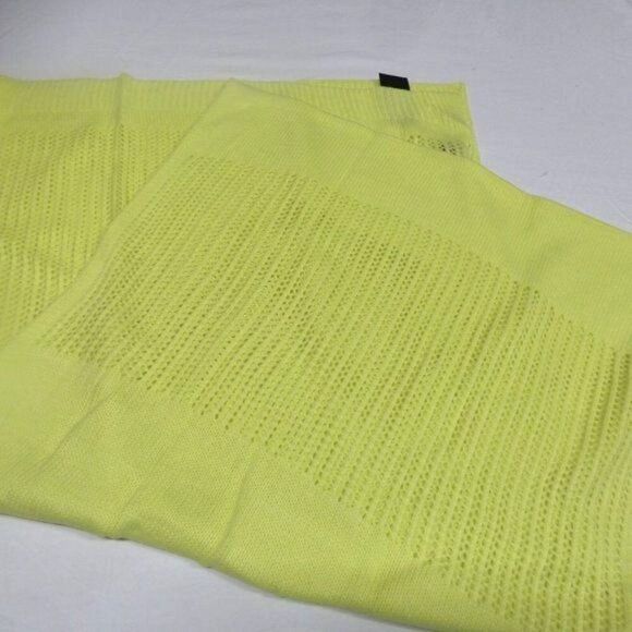 DKNY Open-Knit Blocked Scarf, One Size Neon Yellow - Picture 4 of 5